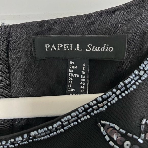 Adrianna Papell - Flutter Sleeve Blouson Beaded Gown - Picture 5 of 8